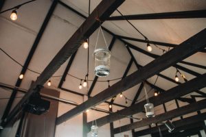 Photo "Transparent glass ball creative chandelier suitable for coffee shops"