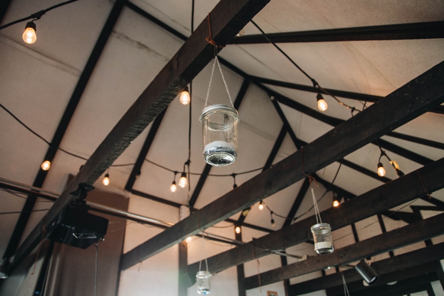 Photo "Transparent glass ball creative chandelier suitable for coffee shops"